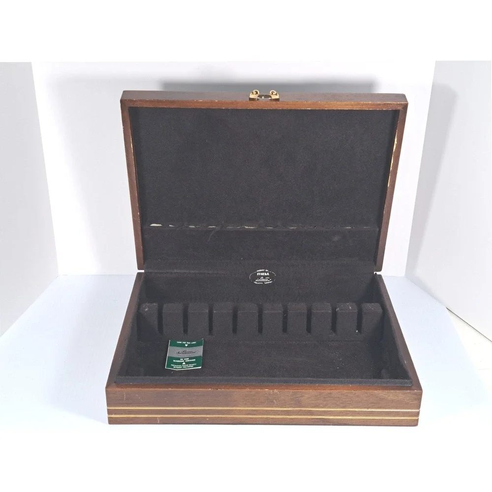 Vintage Eureka Wood Silverware Chest Carl Johnson Hand Painted Chinoiserie Box
